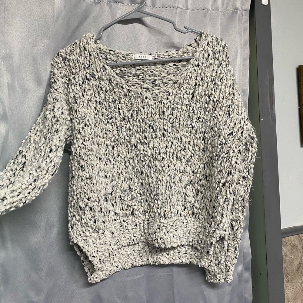 Lush V-Neck Sweater - Black and White